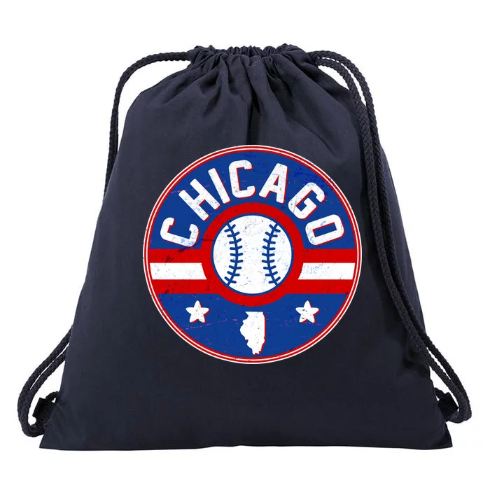 Vintage Chicago Baseball Emblem Drawstring Bag