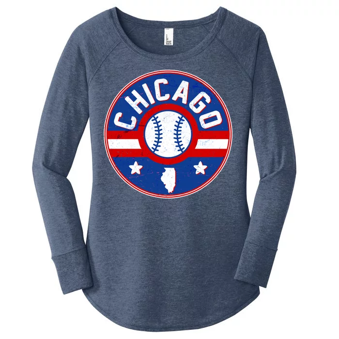 Vintage Chicago Baseball Emblem Women's Perfect Tri Tunic Long Sleeve Shirt