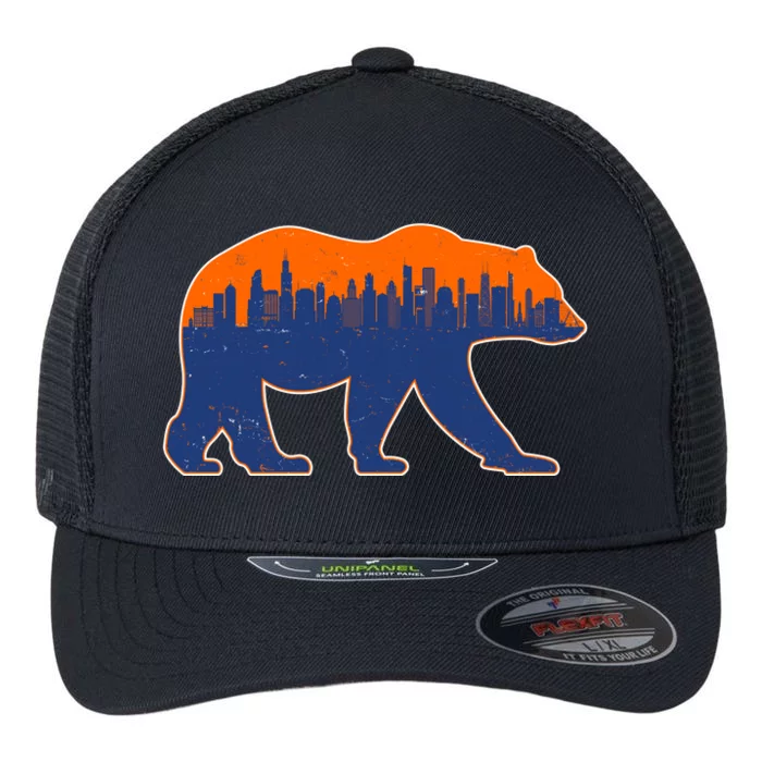 Vintage Chicago Illinois Skyline Bears Football Flexfit Unipanel Trucker Cap