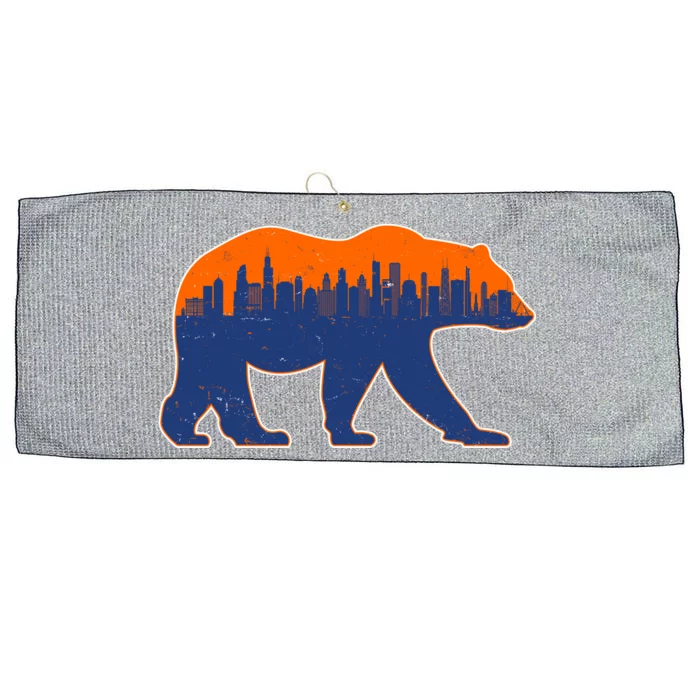 Vintage Chicago Illinois Skyline Bears Football Large Microfiber Waffle Golf Towel