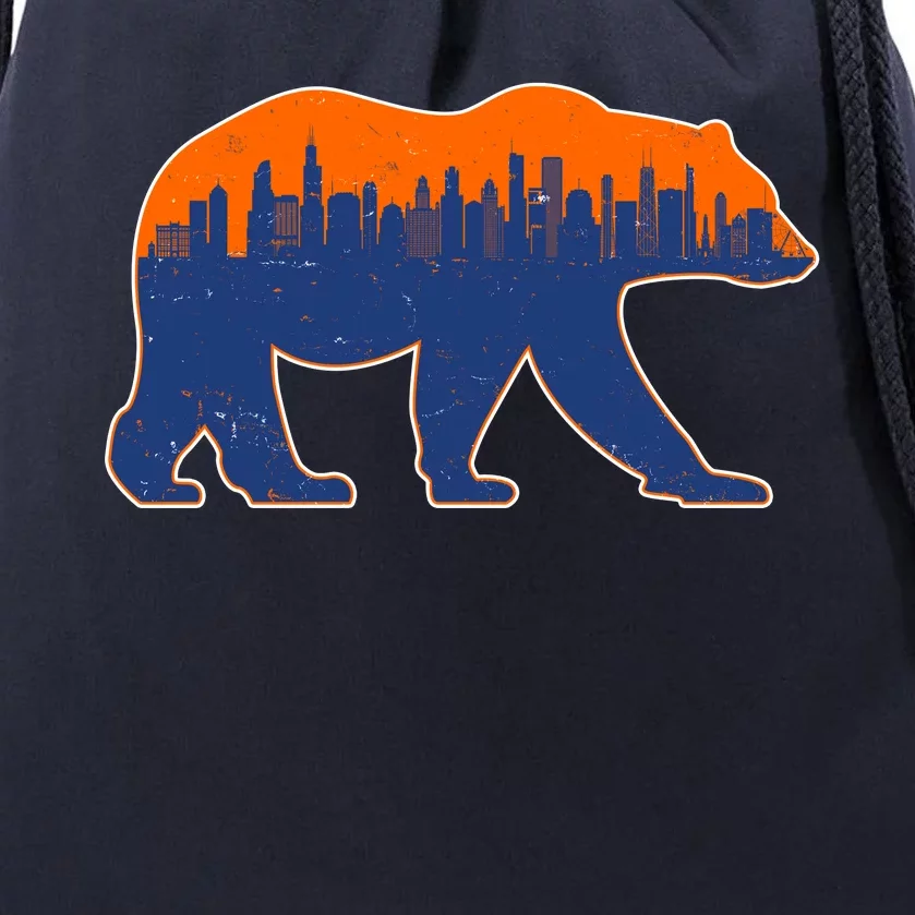 Vintage Chicago Illinois Skyline Bears Football Drawstring Bag