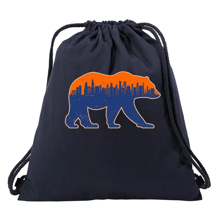 Vintage Chicago Illinois Skyline Bears Football Drawstring Bag