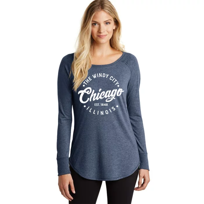 Vintage Chicago The Windy City Illinois EST 1848 Women's Perfect Tri Tunic Long Sleeve Shirt