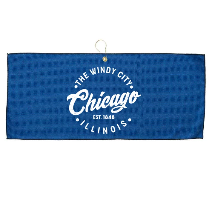 Vintage Chicago The Windy City Illinois EST 1848 Large Microfiber Waffle Golf Towel