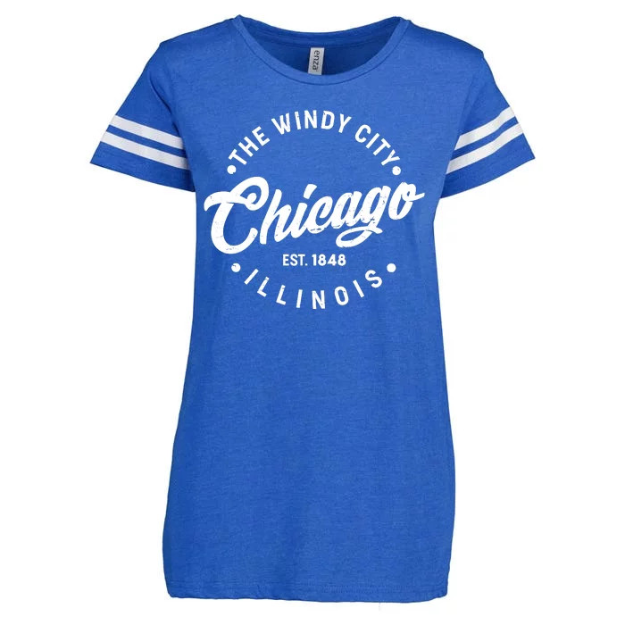 Vintage Chicago The Windy City Illinois EST 1848 Enza Ladies Jersey Football T-Shirt