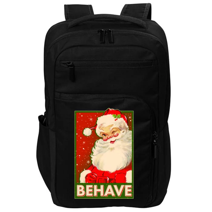 Vintage Christmas Behave Winking Santa Claus Impact Tech Backpack