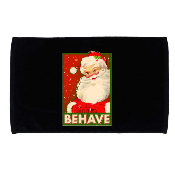 Vintage Christmas Behave Winking Santa Claus Microfiber Hand Towel