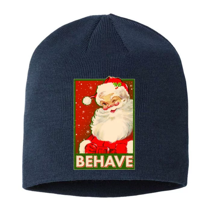 Vintage Christmas Behave Winking Santa Claus 8 1/2in Sustainable Knit Beanie