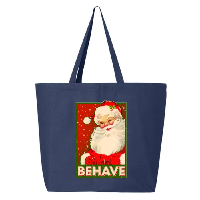 Vintage Christmas Behave Winking Santa Claus 25L Jumbo Tote