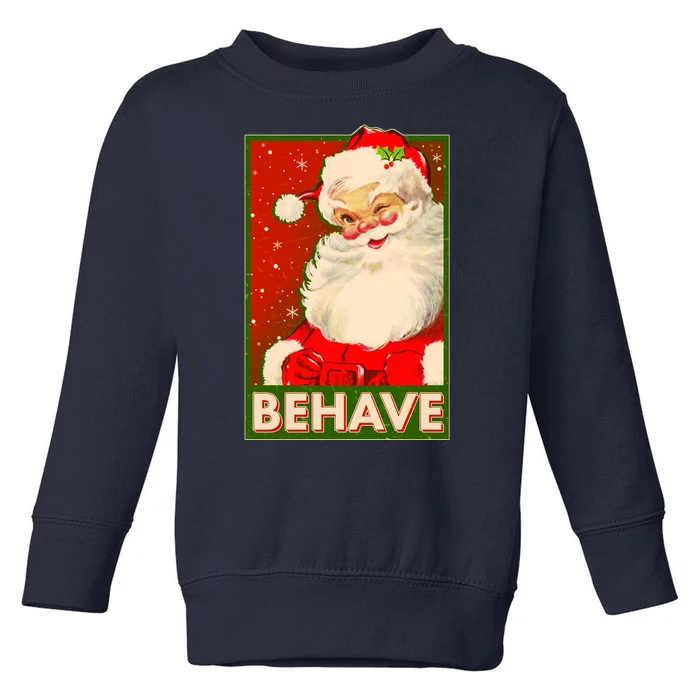 Vintage Christmas Behave Winking Santa Claus Toddler Sweatshirt