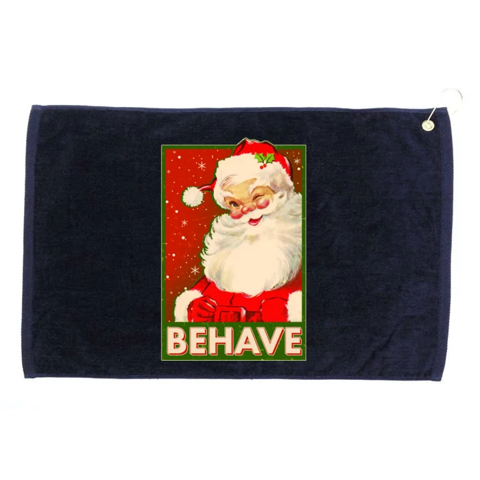 Vintage Christmas Behave Winking Santa Claus Grommeted Golf Towel