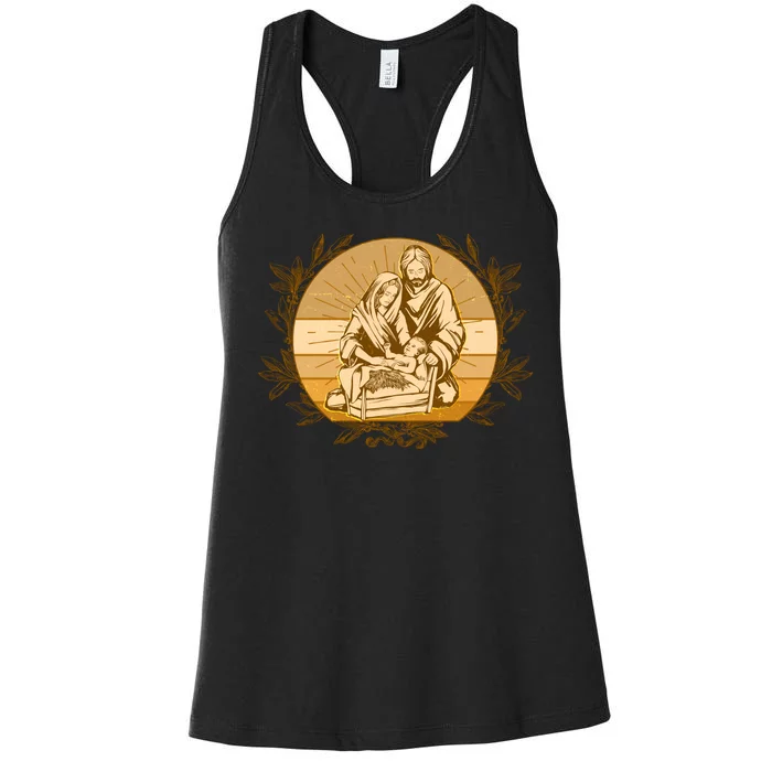 Vintage Christmas Nativity Scene Women's Racerback Tank