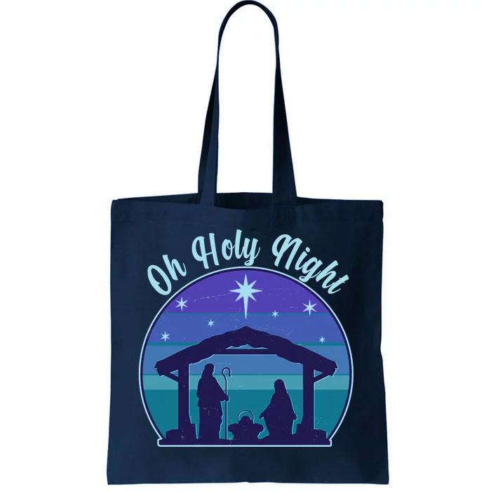 Vintage Christmas Oh Holy Night Nativity Scene Tote Bag