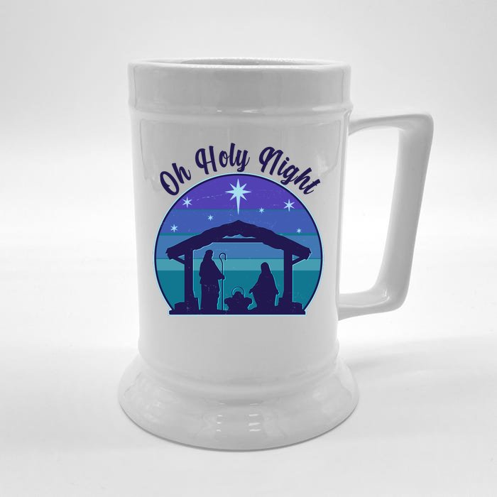 Vintage Christmas Oh Holy Night Nativity Scene Front & Back Beer Stein