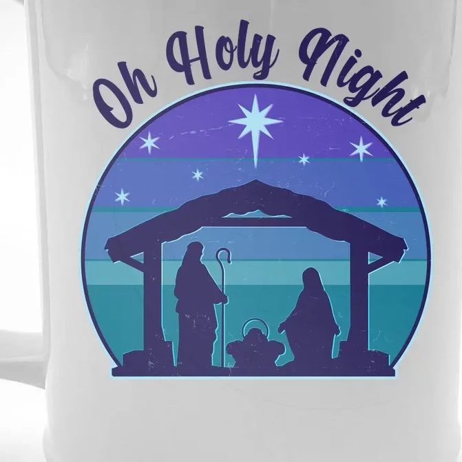 Vintage Christmas Oh Holy Night Nativity Scene Front & Back Beer Stein