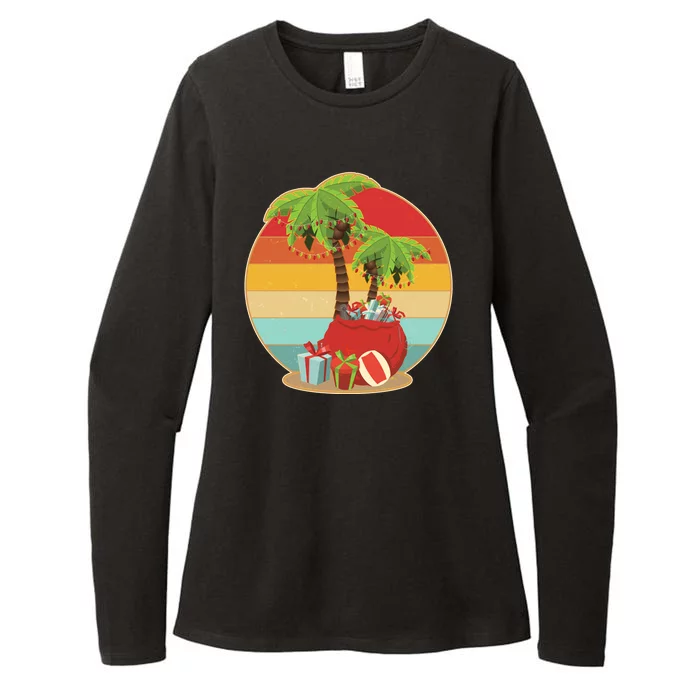 Vintage Christmas Palm Tree and Presents Christmas In July Womens CVC Long Sleeve Shirt