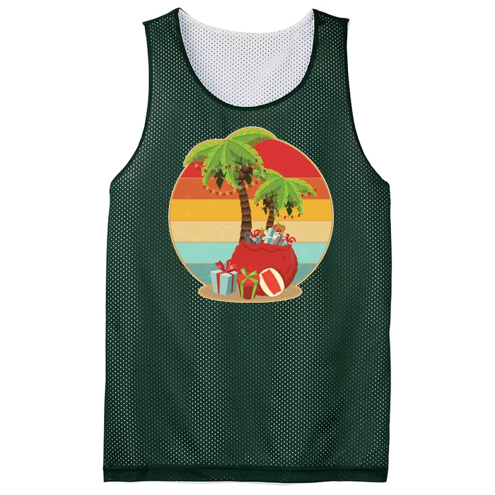 Vintage Christmas Palm Tree and Presents Christmas In July Mesh Reversible Basketball Jersey Tank