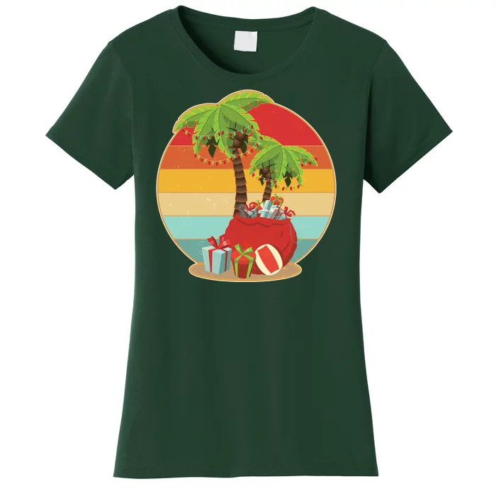 Vintage Christmas Palm Tree and Presents Christmas In July Women's T-Shirt