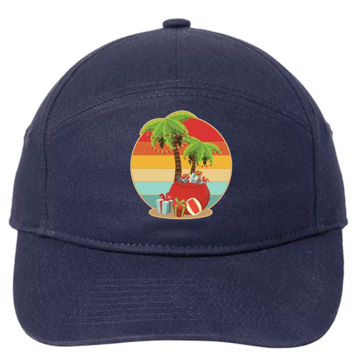 Vintage Christmas Palm Tree and Presents Christmas In July 7-Panel Snapback Hat