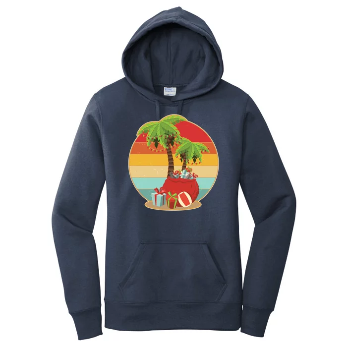 Vintage Christmas Palm Tree and Presents Christmas In July Women's Pullover Hoodie