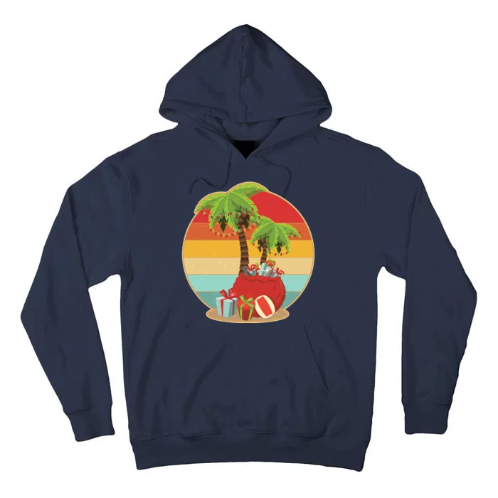 Vintage Christmas Palm Tree and Presents Christmas In July Tall Hoodie