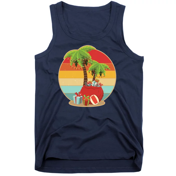 Vintage Christmas Palm Tree and Presents Christmas In July Tank Top