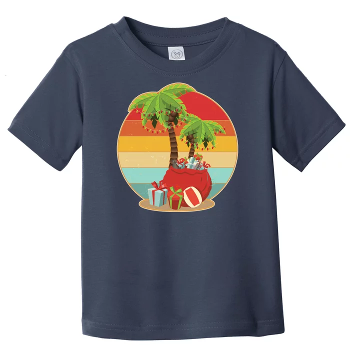 Vintage Christmas Palm Tree and Presents Christmas In July Toddler T-Shirt