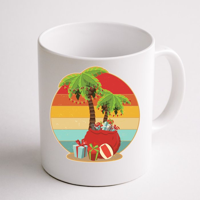 Vintage Christmas Palm Tree and Presents Christmas In July Front & Back Coffee Mug