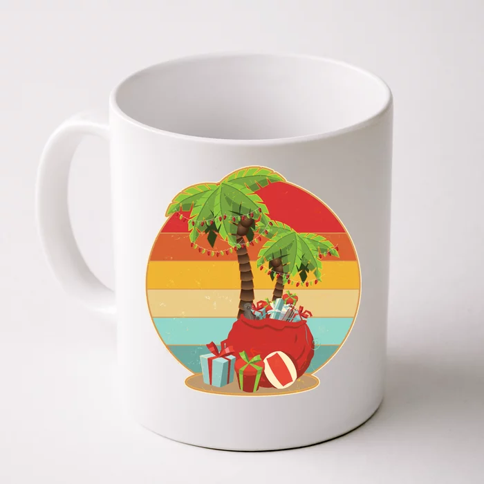 Vintage Christmas Palm Tree and Presents Christmas In July Front & Back Coffee Mug