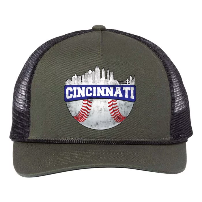 Vintage Cincinnati Ohio Baseball City Retro Rope Trucker Hat Cap