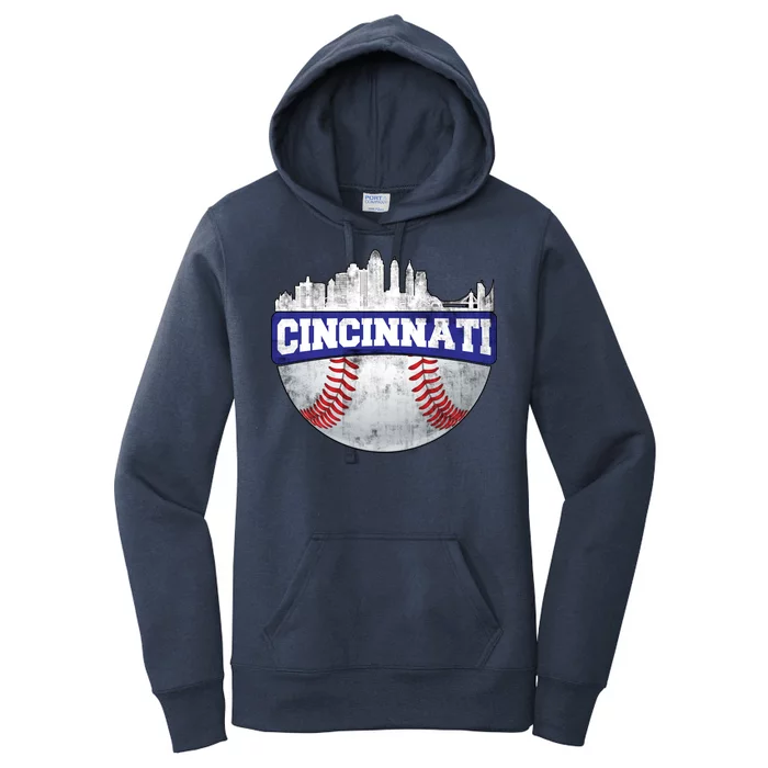 Vintage Cincinnati Ohio Baseball City Women's Pullover Hoodie