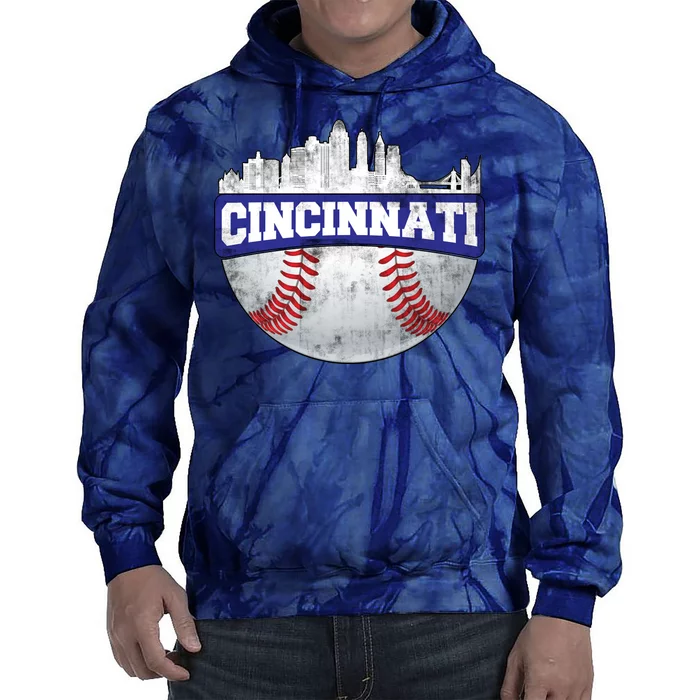 Vintage Cincinnati Ohio Baseball City Tie Dye Hoodie