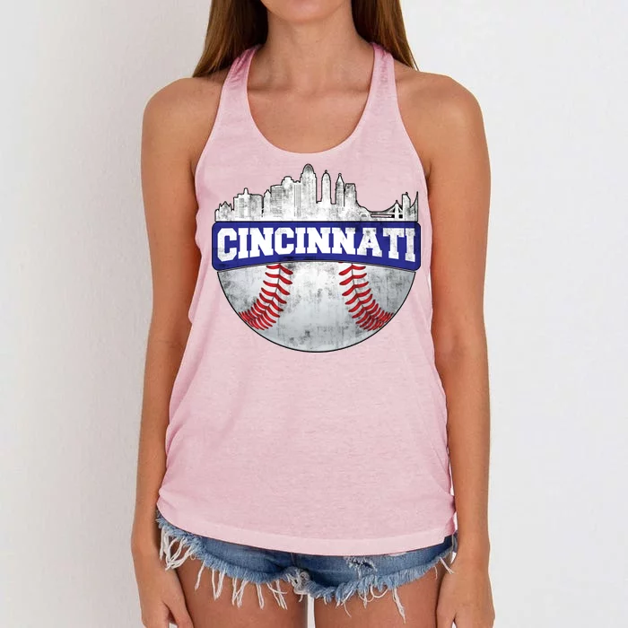 Vintage Cincinnati Ohio Baseball City Women's Knotted Racerback Tank