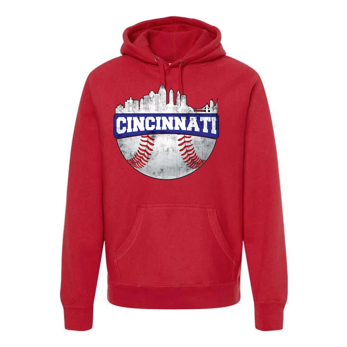 Vintage Cincinnati Ohio Baseball City Premium Hoodie