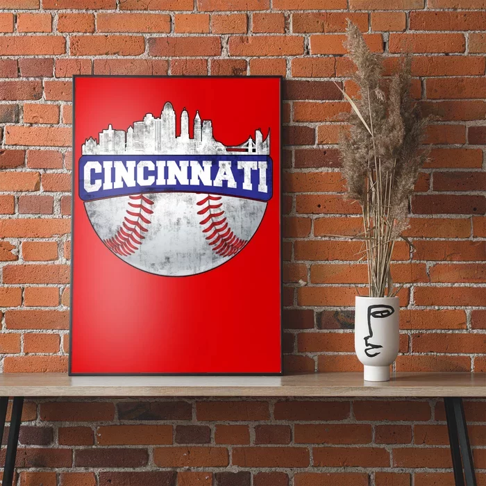 Vintage Cincinnati Ohio Baseball City Poster