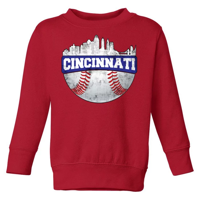 Vintage Cincinnati Ohio Baseball City Toddler Sweatshirt