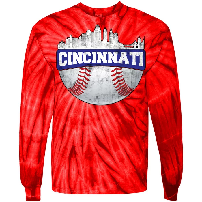 Vintage Cincinnati Ohio Baseball City Tie-Dye Long Sleeve Shirt