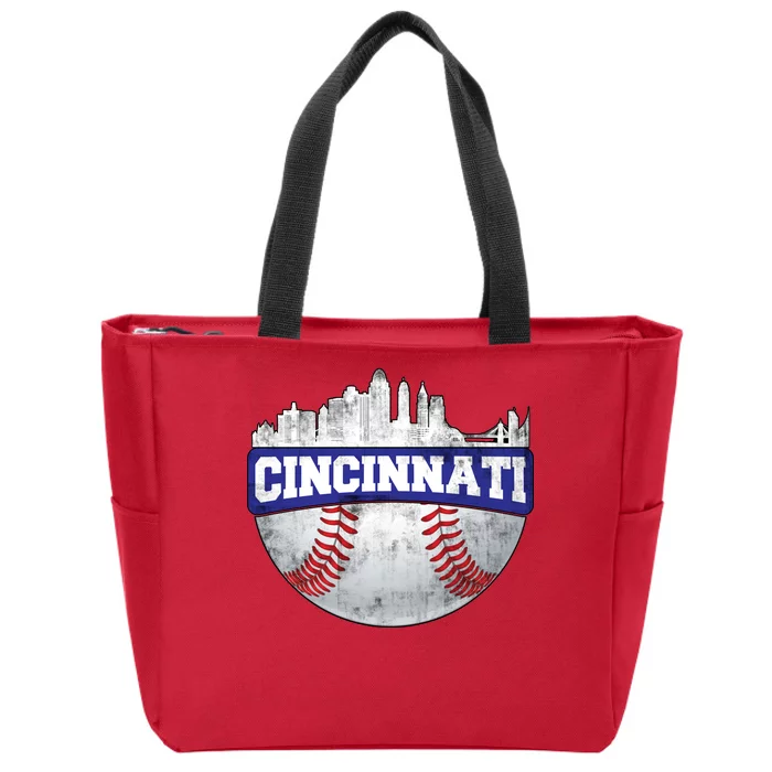 Vintage Cincinnati Ohio Baseball City Zip Tote Bag