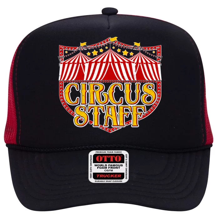 Vintage Circus Staff Carnival High Crown Mesh Trucker Hat