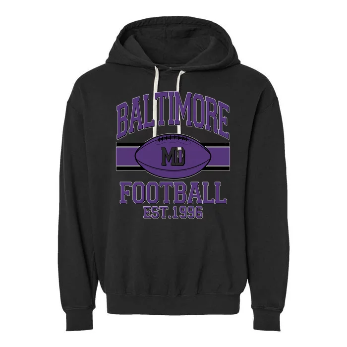 Vintage Classic Baltimore Maryland Ravens Football EST1996 Garment-Dyed Fleece Hoodie