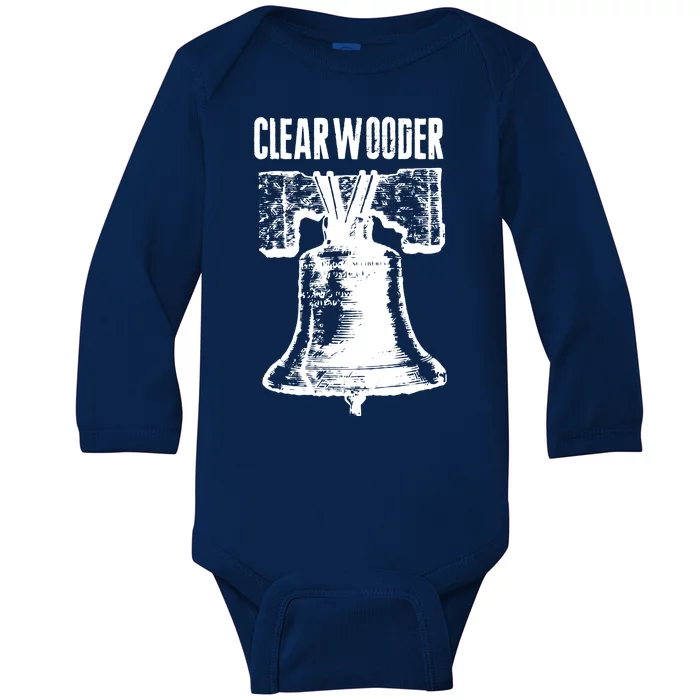 Vintage Clearwooder Bell Clearwater Philly Baseball Baby Long Sleeve Bodysuit