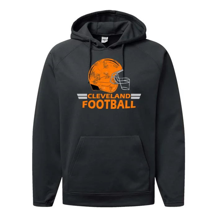 Vintage Cleveland Football Helmet Performance Fleece Hoodie