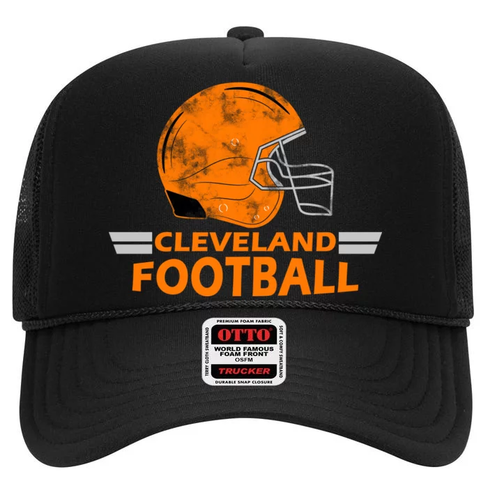 Vintage Cleveland Football Helmet High Crown Mesh Trucker Hat