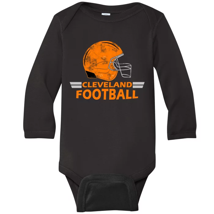 Vintage Cleveland Football Helmet Baby Long Sleeve Bodysuit