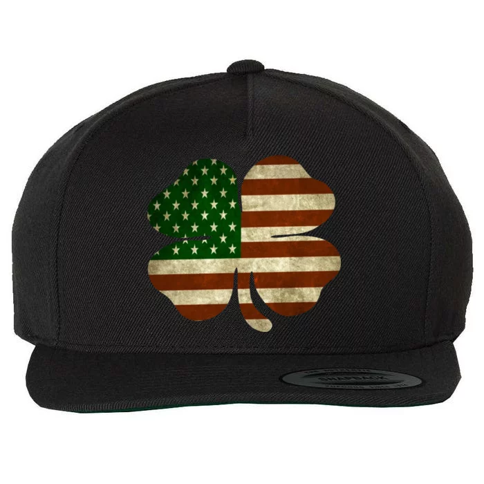 Vintage Clover Irish American Flag Wool Snapback Cap