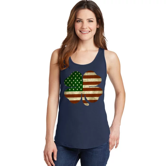 Vintage Clover Irish American Flag Ladies Essential Tank