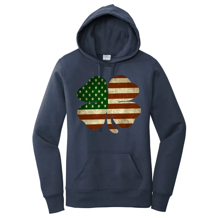 Vintage Clover Irish American Flag Women's Pullover Hoodie