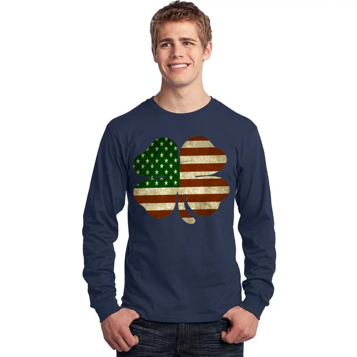 Vintage Clover Irish American Flag Tall Long Sleeve T-Shirt