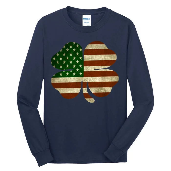 Vintage Clover Irish American Flag Tall Long Sleeve T-Shirt