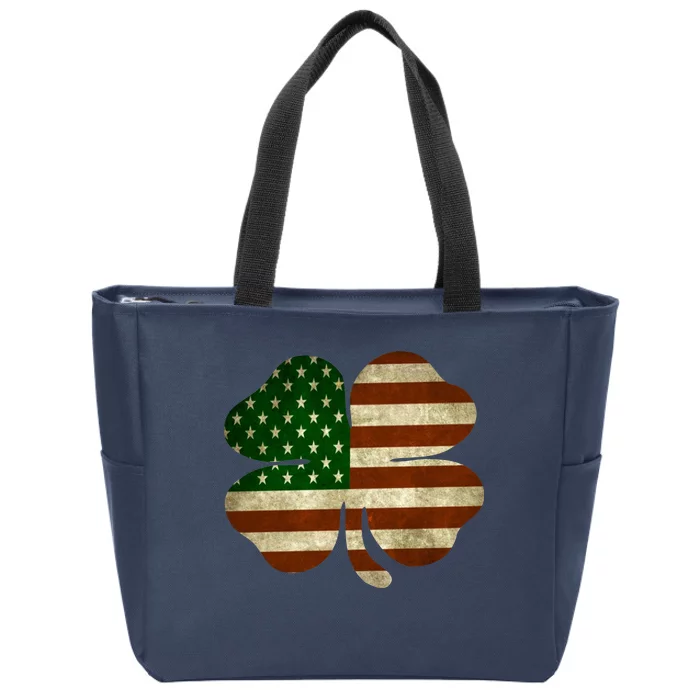 Vintage Clover Irish American Flag Zip Tote Bag